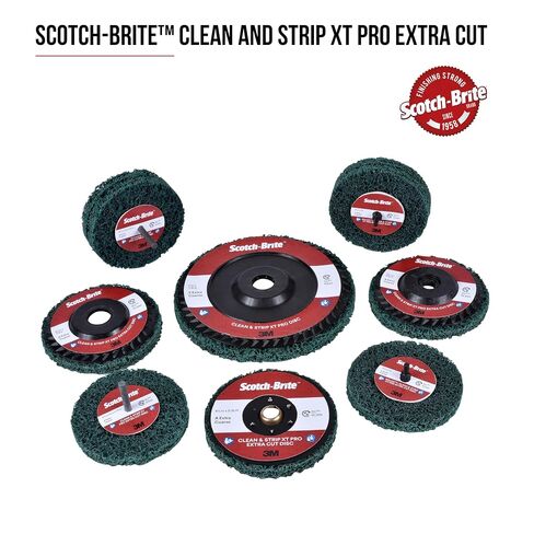 3M Scotch-Brite Clean and Strip XT Pro Extra Cut Disc, XC-DC, A/O Extra Coarse, Green, 4-1/2 in x 5/8 in-11, Type 27, Pack of 1, Heavy Duty Metal Stripper Disc, Aluminum Oxide in Kuwait