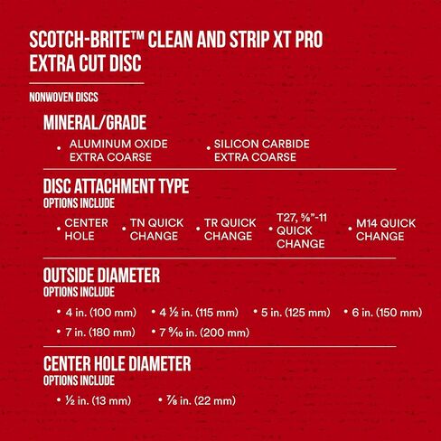 3M Scotch-Brite Clean and Strip XT Pro Extra Cut Disc, XC-DC, A/O Extra Coarse, Green, 4-1/2 in x 5/8 in-11, Type 27, Pack of 1, Heavy Duty Metal Stripper Disc, Aluminum Oxide in Kuwait