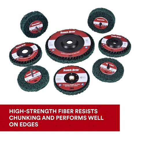 3M Scotch-Brite Clean and Strip XT Pro Extra Cut Disc, XC-DC, A/O Extra Coarse, Green, 4-1/2 in x 5/8 in-11, Type 27, Pack of 1, Heavy Duty Metal Stripper Disc, Aluminum Oxide in Kuwait