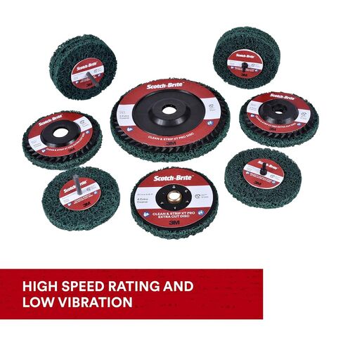 3M Scotch-Brite Clean and Strip XT Pro Extra Cut Disc, XC-DC, A/O Extra Coarse, Green, 4-1/2 in x 5/8 in-11, Type 27, Pack of 1, Heavy Duty Metal Stripper Disc, Aluminum Oxide in Kuwait