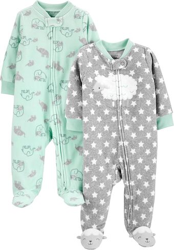 Simple Joys by Carter's Unisex Baby 2-pack Neutral Fleece Footed Sleep and Play in Kuwait