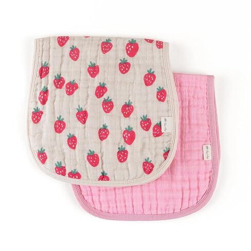 Itzy Ritzy Set of 2 Baby Burp Cloths – Ultra-Soft Absorbent Burping Cloths for Babies - Made of 100% Cotton Muslin and Generously Sized with Trendy Coordinating Prints – Machine Washable (Strawberry) in Kuwait