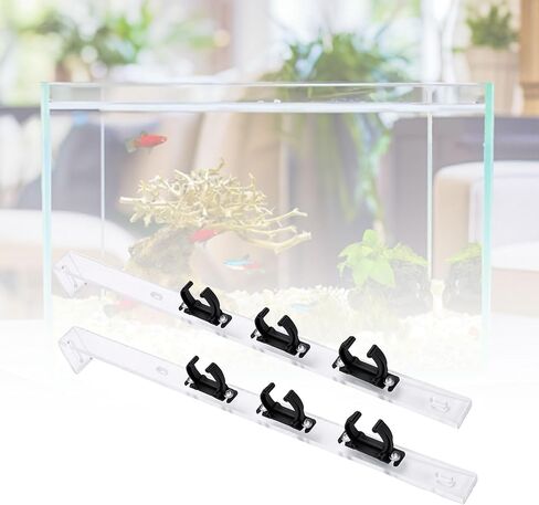 Cryfokt 6 Fish Tank Light Tube Clips with 2 Brackets for LED Tube, Acrylic | Aquarium Light Tube Clips, Adjustable Aquarium Light Tube Clamp Holder with 92% Light Transmittance for Glass Aquarium in Kuwait