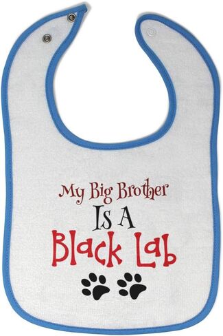Toddler & Baby Bibs Burp Cloths Dogs My Big Brother is A Black Lab Dog Paws Lover Pet Cotton Baby Items for Baby Girl & Boy White Blue Design Only in Kuwait