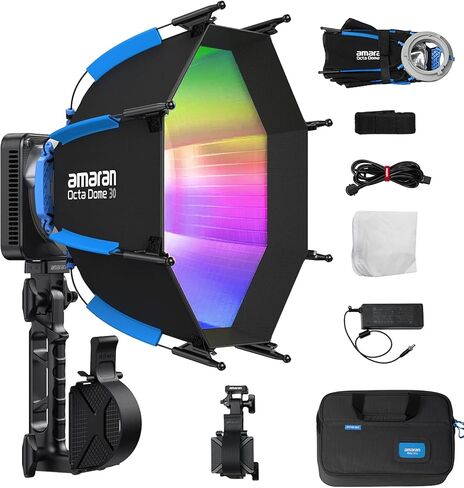 Amaran Ray 120c RGB Video Light,120w Portable Studio Photography Light CCT 1,800K-20,000K with Softbox Portable Bag for YouTube,TikTok,Live Streaming,Weddings,Vlog in Kuwait