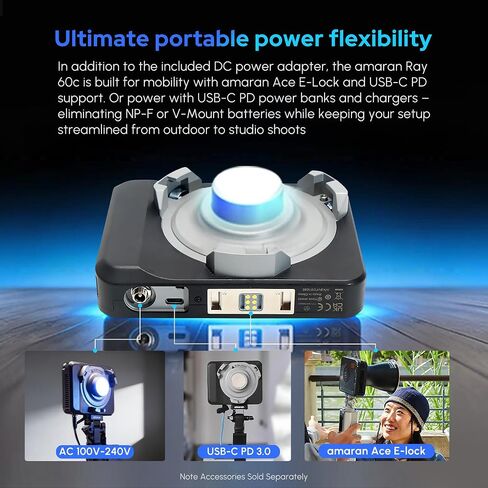 Amaran Ray 120c RGB Video Light,120w Portable Studio Photography Light CCT 1,800K-20,000K with Softbox Portable Bag for YouTube,TikTok,Live Streaming,Weddings,Vlog in Kuwait