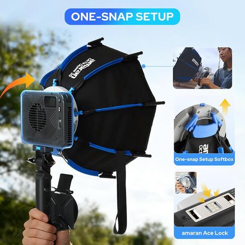 Amaran Ray 120c RGB Video Light,120w Portable Studio Photography Light CCT 1,800K-20,000K with Softbox Portable Bag for YouTube,TikTok,Live Streaming,Weddings,Vlog in Kuwait