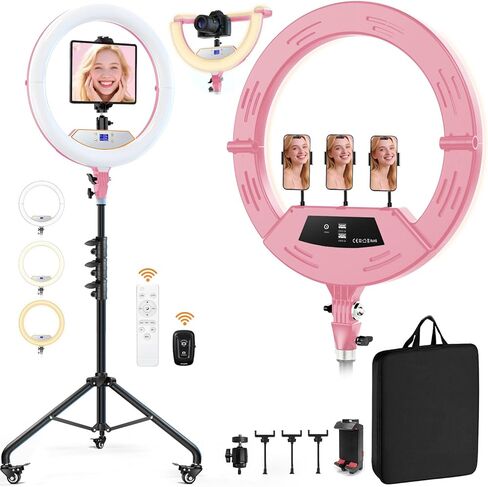 MACTREM 10“ Desk Ring Light with Stand, Desktop LED Circle Halo Light with Phone Holder for Computer Zoom Meeting, Laptop Light for Conference Video Calls, Live Streaming, Podcast, Selfie, Makeup in Kuwait