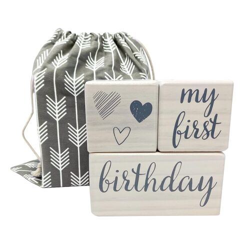Pondering Pine Baby Milestone Blocks - Natural White Stain Pine Wood with Weeks Months Years Grade and Holidays, Newborn Weekly Monthly First Year Picture Props, 6 Block Milestones Age Set with Bag in Kuwait