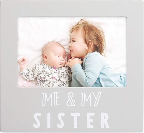 Pearhead Me & My Sister Picture Frame, Big Sister Keepsake Frame for Baby and Sibling, 4x6 Nursery Photo Frame Gift, Gray in Kuwait