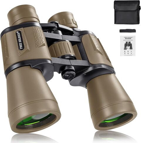 FREE SOLDIER 20x50 High Powered Binoculars for Adults, Green | With Bak4 Prism Fmc Lens, Lightweight, Portable, Waterproof, Fog-Proof, For Bird Watching, Hunting, Hiking, Concerts, Travel in Kuwait