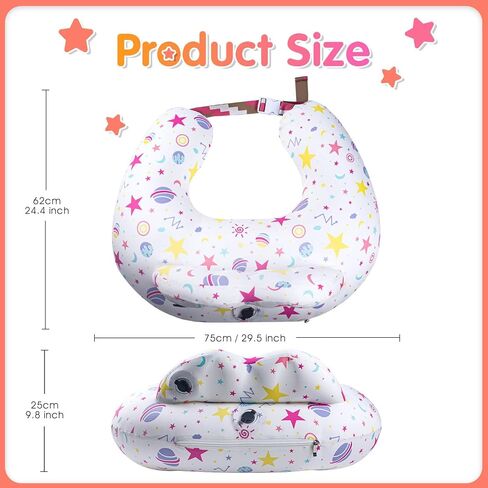 Inflatable Nursing Pillow for Breastfeeding – Travel Baby Feeding Cushion for Mom Support, Adjustable Waist Strap, Removable 100% Cotton Cover – Portable Newborn Essentials in Kuwait