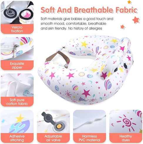 Inflatable Nursing Pillow for Breastfeeding – Travel Baby Feeding Cushion for Mom Support, Adjustable Waist Strap, Removable 100% Cotton Cover – Portable Newborn Essentials in Kuwait