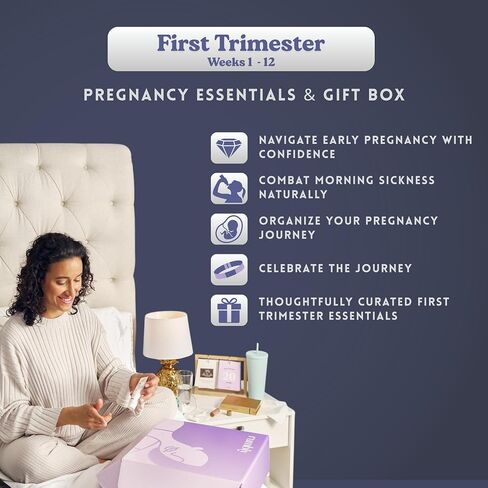 1st Trimester Mom-to-Be Essentials Box - Pregnancy Gifts for Expecting Mom - Care Package with Essential New Mommy Items & Pregnancy Must-Haves - First Trimester in Kuwait