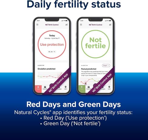 Clearblue & Natural Cycles Hormone-Free Birth Control Kit Starter Pack, 3 Month Subscription to The Natural Cycles app, 15 Digital Ovulation Tests, 1 Digital Basal Thermometer in Kuwait