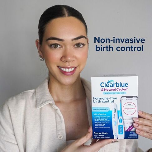 Clearblue & Natural Cycles Hormone-Free Birth Control Kit Starter Pack, 3 Month Subscription to The Natural Cycles app, 15 Digital Ovulation Tests, 1 Digital Basal Thermometer in Kuwait