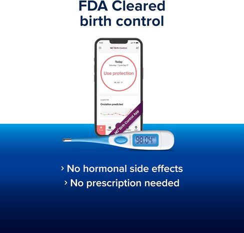 Clearblue & Natural Cycles Hormone-Free Birth Control Kit Starter Pack, 3 Month Subscription to The Natural Cycles app, 15 Digital Ovulation Tests, 1 Digital Basal Thermometer in Kuwait