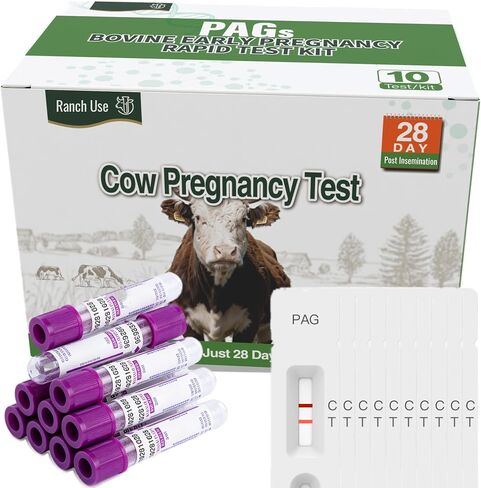 [10 Pack] Bovine Blood Pregnancy Test Kit, Cow Pregnancy Test Kit for Dairy Cow & Beef Cattle, 28 Days Post-Breeding, Herd Reproductive Management Supplies in Kuwait