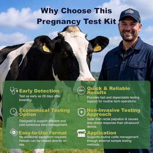 [10 Pack] Bovine Blood Pregnancy Test Kit, Cow Pregnancy Test Kit for Dairy Cow & Beef Cattle, 28 Days Post-Breeding, Herd Reproductive Management Supplies in Kuwait