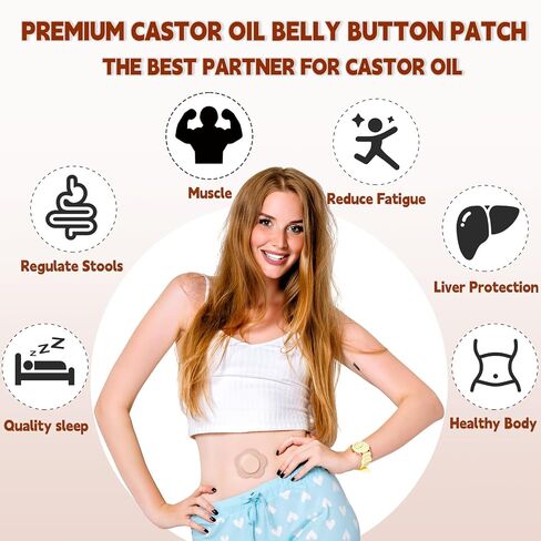 Castor Oil Belly Button Patches 50 Count Cotton Pads | Disposable Leak Resistant Cotton Patches Designed for Easy Application and Everyday Personal Care in Kuwait
