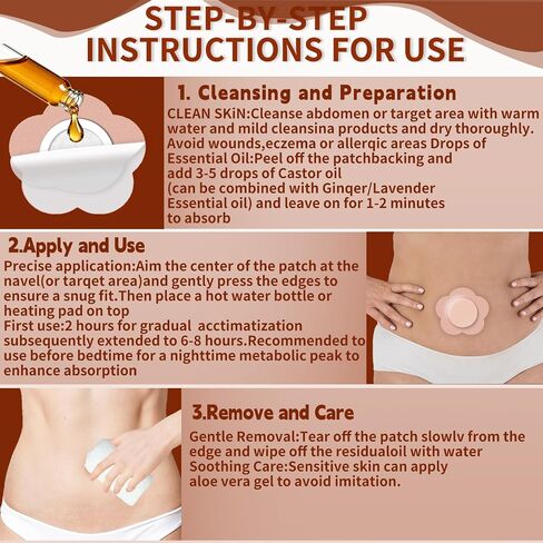 Castor Oil Belly Button Patches 50 Count Cotton Pads | Disposable Leak Resistant Cotton Patches Designed for Easy Application and Everyday Personal Care in Kuwait