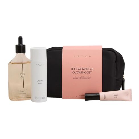 HATCH The Growing & Glowing Gift Set, Pregnancy & Postpartum Trio | Includes Hydrating Belly Oil, Soothing Leg & Foot Cream, & Nourishing Rescue Balm in Kuwait
