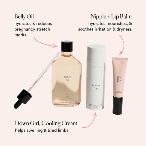 HATCH The Growing & Glowing Gift Set, Pregnancy & Postpartum Trio | Includes Hydrating Belly Oil, Soothing Leg & Foot Cream, & Nourishing Rescue Balm in Kuwait