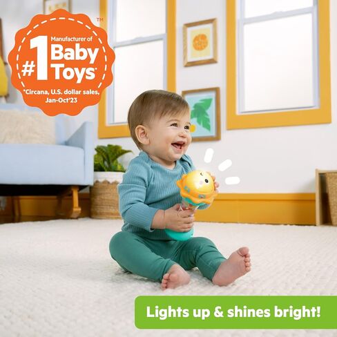 Bright Starts Just for Sun Flashlight Toy with Animal Sounds, Rainstick Rattle Beads and Mirror, Unisex Toy for Ages 6 Months+ in Kuwait