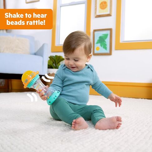 Bright Starts Just for Sun Flashlight Toy with Animal Sounds, Rainstick Rattle Beads and Mirror, Unisex Toy for Ages 6 Months+ in Kuwait