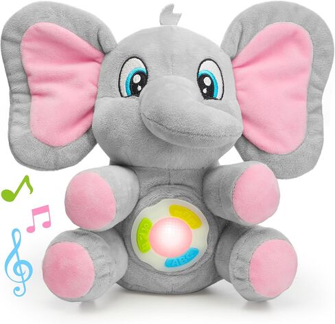 JOYIN Musical Elephant Plush Baby Toy, Stuffed Animal with Music & Light, Baby Musical Soft Plush Toys for Infant Babies, Easter Birthday Gifts for Boys and Girls 6+ Months in Kuwait