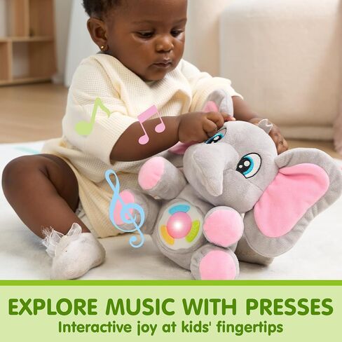 JOYIN Musical Elephant Plush Baby Toy, Stuffed Animal with Music & Light, Baby Musical Soft Plush Toys for Infant Babies, Easter Birthday Gifts for Boys and Girls 6+ Months in Kuwait