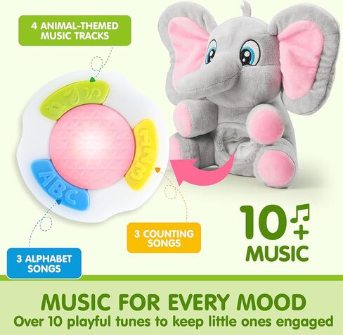 JOYIN Musical Elephant Plush Baby Toy, Stuffed Animal with Music & Light, Baby Musical Soft Plush Toys for Infant Babies, Easter Birthday Gifts for Boys and Girls 6+ Months in Kuwait