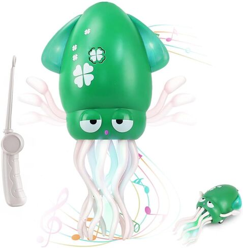 YRIOWMI Dancing Octopus Baby Toy, Tummy Time Toys, Rechargeable Crawling Squid with Music and Light, Electric Interactive Octopus Toy for Birthday for 1 2 3 4 5 6 Year Old Boys Girls (Mint Green) in Kuwait