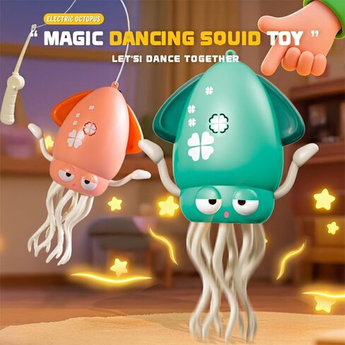 YRIOWMI Dancing Octopus Baby Toy, Tummy Time Toys, Rechargeable Crawling Squid with Music and Light, Electric Interactive Octopus Toy for Birthday for 1 2 3 4 5 6 Year Old Boys Girls (Mint Green) in Kuwait