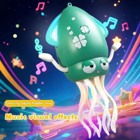 YRIOWMI Dancing Octopus Baby Toy, Tummy Time Toys, Rechargeable Crawling Squid with Music and Light, Electric Interactive Octopus Toy for Birthday for 1 2 3 4 5 6 Year Old Boys Girls (Mint Green) in Kuwait