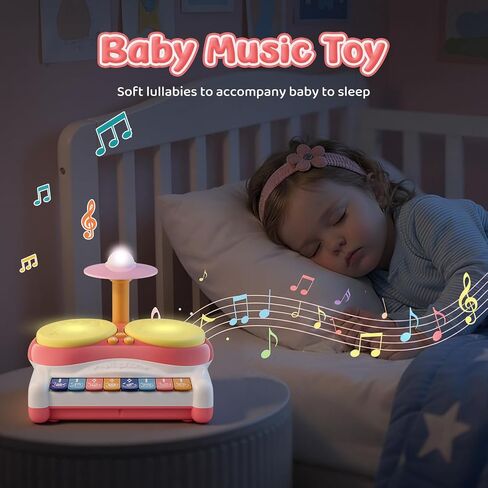 Toys for 1 Year Old Girl Gifts, Baby Music Toddler Toys Age 1-2, 3 in 1 Piano Drum Touch Light Up Toy, Infant Musical Toy 6-18 Months Babies Birthday Easter Xmas Gifts for 1 2 3 Year Old Girls in Kuwait