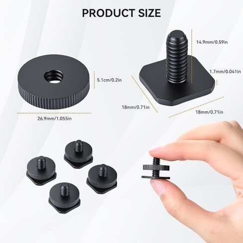 UTEBIT 1/4 Inch Camera Adapter Screws, 4 Packs | Versatile Flash Hot Shoe Mounts, For DSLR Camera Rigs, For Tripods, For Mounting Accessories in Kuwait