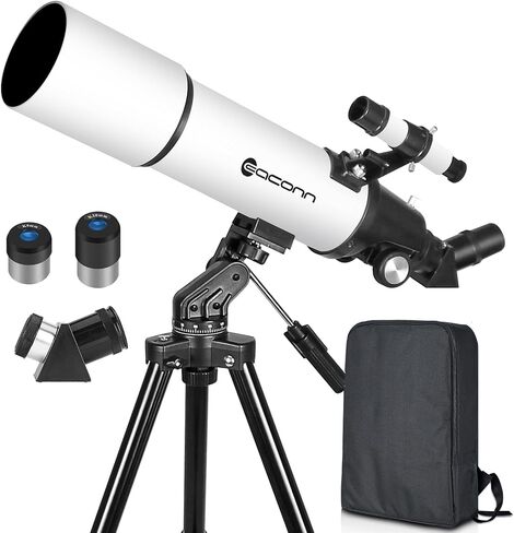 Telescopes for Adults Astronomy, 80mm Aperture 600mm Refractor Telescope for Kids & Beginners, Compact and Portable Travel Telescopio with Backpack in Kuwait