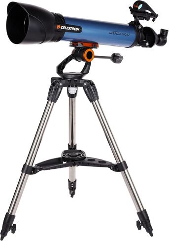 Celestron Inspire 100AZ Refractor Telescope with Built-in Smartphone Adapter, Blue in Kuwait