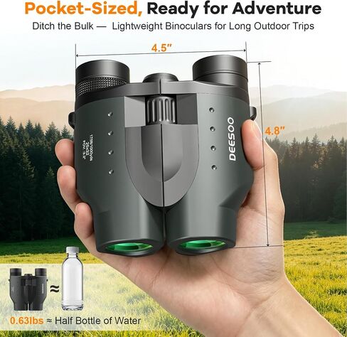 25x32 Compact Binoculars for Adults Kids - High Powered Lightweight Small Porro Binoculars with BAK4 Prism FMC Lens - Clear Vision for Bird Watching Cruise Ship Travel Hunting Sports (Green) in Kuwait