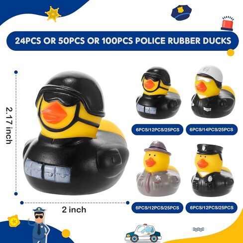 Deekin 50 Pcs Police Rubber Ducks Bulk 2 Inch Rubber Ducks Party Favor Police Decorations for Birthday Party Occupation Cosplay Goodie Bags Gifts in Kuwait