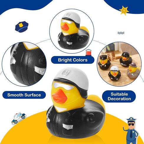 Deekin 50 Pcs Police Rubber Ducks Bulk 2 Inch Rubber Ducks Party Favor Police Decorations for Birthday Party Occupation Cosplay Goodie Bags Gifts in Kuwait