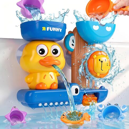 Bath Toys for Kids Ages 1-3, Water Toys for 1 2 3 Year Old Boy Gifts, Duck Bathtub Toys for Toddlers 2-4, Baby Bath Toys Shower Set, 5 PCS in Kuwait