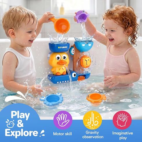 Bath Toys for Kids Ages 1-3, Water Toys for 1 2 3 Year Old Boy Gifts, Duck Bathtub Toys for Toddlers 2-4, Baby Bath Toys Shower Set, 5 PCS in Kuwait