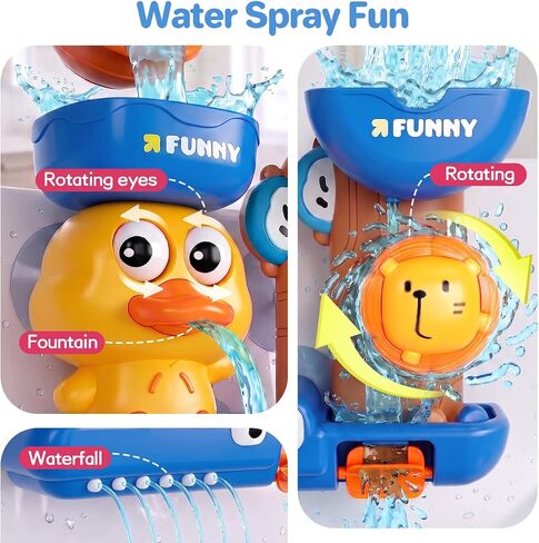 Bath Toys for Kids Ages 1-3, Water Toys for 1 2 3 Year Old Boy Gifts, Duck Bathtub Toys for Toddlers 2-4, Baby Bath Toys Shower Set, 5 PCS in Kuwait