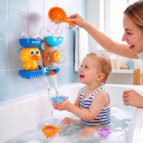 Bath Toys for Kids Ages 1-3, Water Toys for 1 2 3 Year Old Boy Gifts, Duck Bathtub Toys for Toddlers 2-4, Baby Bath Toys Shower Set, 5 PCS in Kuwait