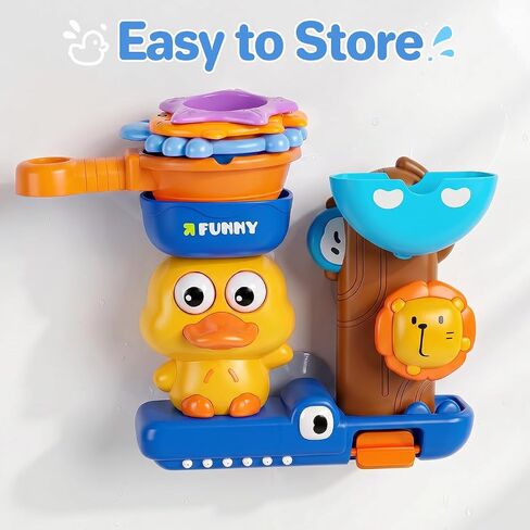 Bath Toys for Kids Ages 1-3, Water Toys for 1 2 3 Year Old Boy Gifts, Duck Bathtub Toys for Toddlers 2-4, Baby Bath Toys Shower Set, 5 PCS in Kuwait