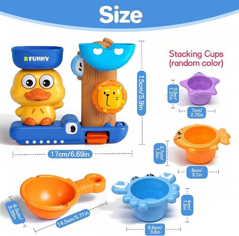 Bath Toys for Kids Ages 1-3, Water Toys for 1 2 3 Year Old Boy Gifts, Duck Bathtub Toys for Toddlers 2-4, Baby Bath Toys Shower Set, 5 PCS in Kuwait