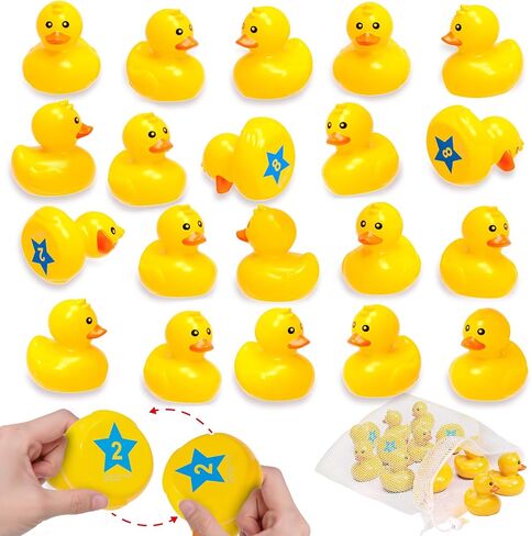 Duck Matching Bath Toys for Kids - 20 Plastic Ducks with Storage Bag | Fun Memory Games-Float Mini Duck Baby Bath Ducky Shower Toys-Water Outdoor Game for Children,Preschoolers,Birthday Party Carnival in Kuwait