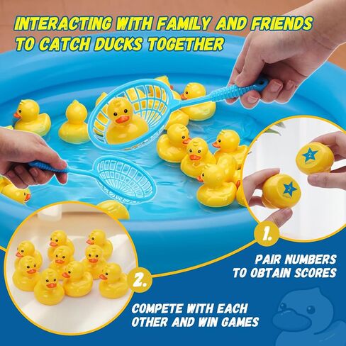 Duck Matching Bath Toys for Kids - 20 Plastic Ducks with Storage Bag | Fun Memory Games-Float Mini Duck Baby Bath Ducky Shower Toys-Water Outdoor Game for Children,Preschoolers,Birthday Party Carnival in Kuwait
